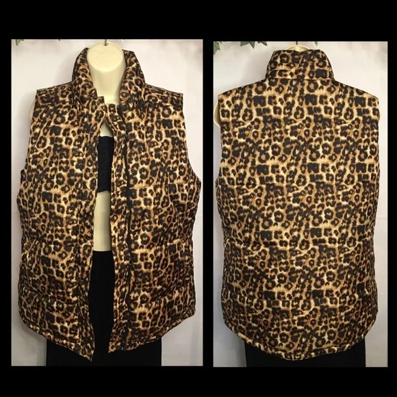 Size 14 Animal print outerwear vest. Quilted style vest. NWOT - Picture 2 of 12